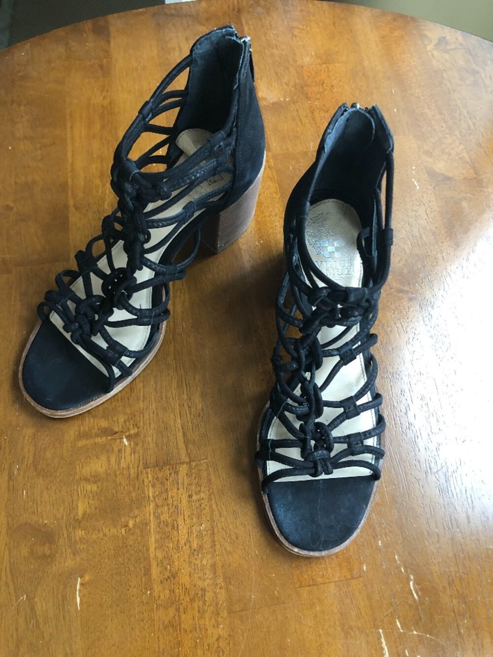 Sam Edleman black suede gladiator sandal with chunky heel
